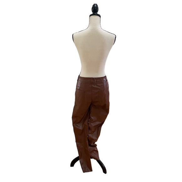 PU Brown Slit Bottom Pants - Picture 2 of 2